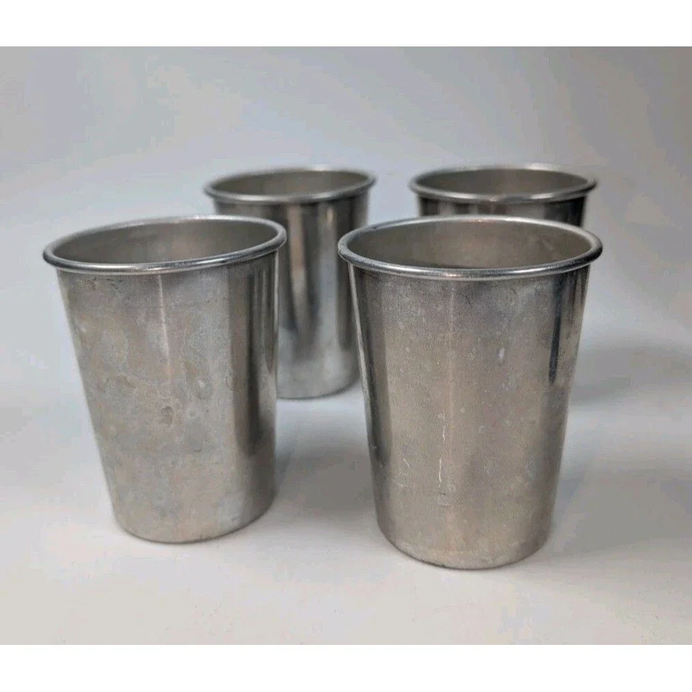Vintage Mid‑Century Portable Bar Set Hard Case Aluminum Cups Bar Tools Travel